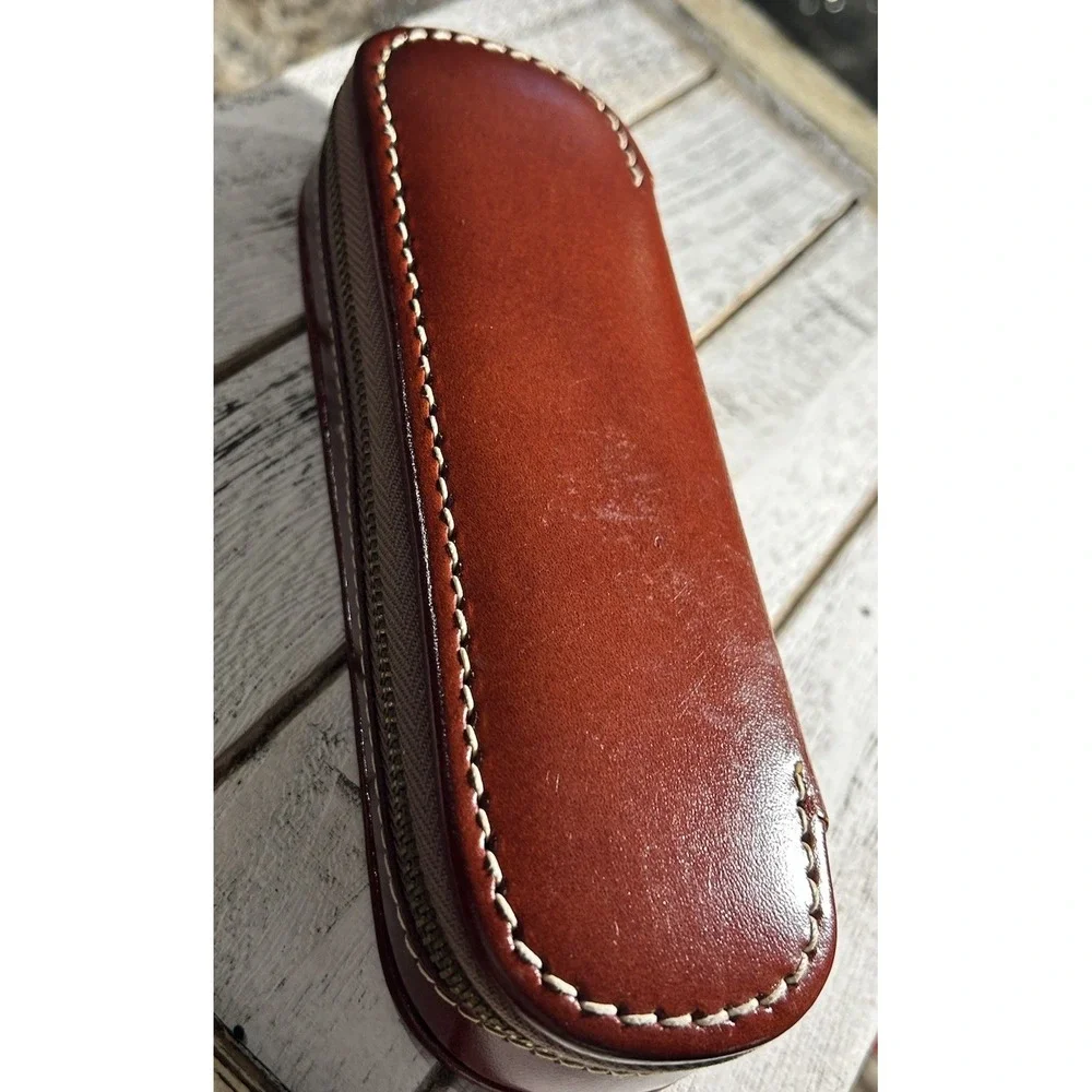 Vintage Hickok Commuter Leather Zip W/3 Old Gillette‎ Schick Razors Top Cowhide